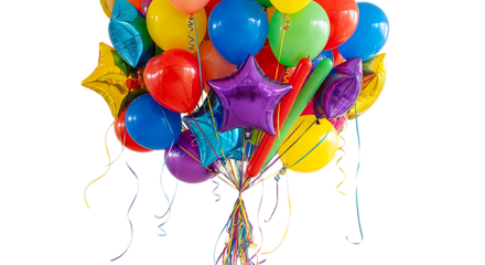 Festive Bunch of Colorful Balloons for Celebration on transparent background