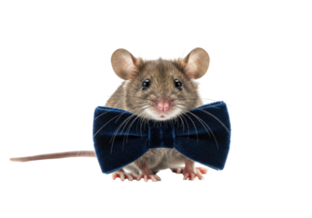 Isolated Mouse with Bow Tie A Dapper Rodent Ready for Any Occasion Looking at the Camera