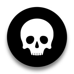 black and white illustration of skull icon