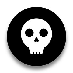 black and white illustration of skull icon