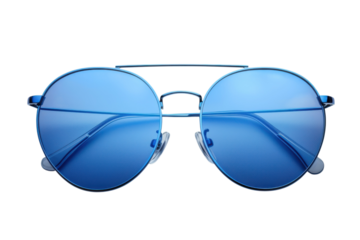 Round Blue Sunglasses on Black Fashion Accessory Eyewear Modern Style Optical Clarity Lens Frame 100