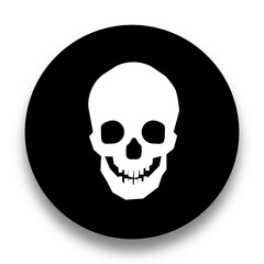black and white illustration of skull icon