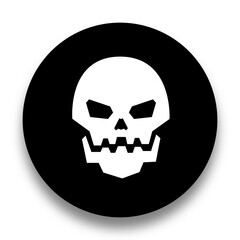 black and white illustration of skull icon