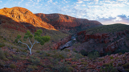 Sunrise in the mountains of Ormiston Gorge