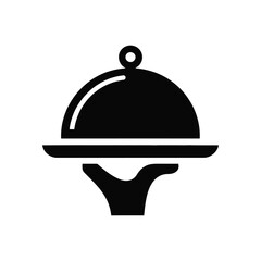 Icon Showing A Restaurant Food Cloche On A Stand, White Background