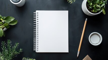 Blank notebook plants