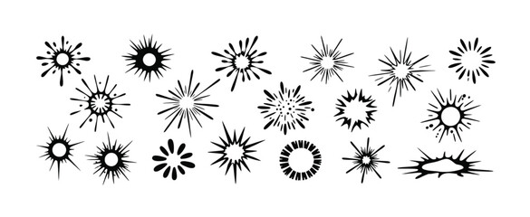 Collection of Black and White Starburst and Explosion Graphics