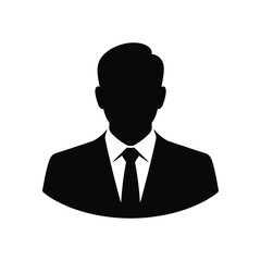 Professional Silhouette Icon Businessman in Suit and Tie Illustration on White Background