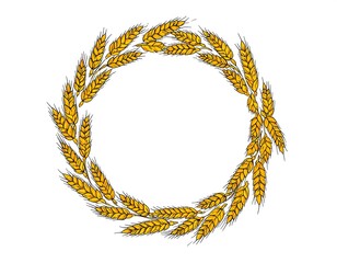 Golden Wheat Wreath Frame Design.