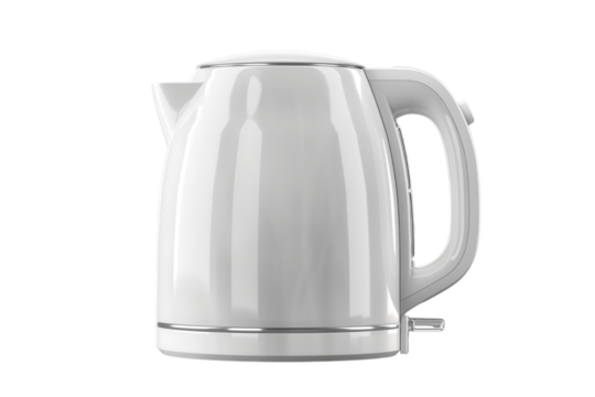 Electric Kettle White Gloss Kitchen Appliance Modern Design Home Water Boiler Hot Drink Preparation - Powered by Adobe