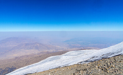 The scenic views of Mount Ararat, with an elevation of 5,137 m (16,854 ft), also known as Masis or Mount Ağrı, is a snow-capped and dormant compound volcano in Turkey. 