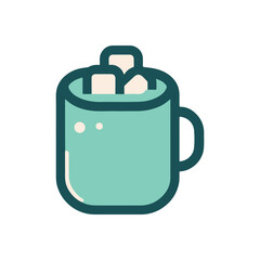 A cozy teal mug filled with sugar cubes, set against a minimalist background, perfect for beverage-themed designs