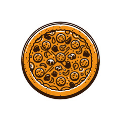 A delicious pepperoni pizza topped with cheese and mushrooms, isolated on a white background