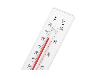 Thermometer isolated on white background. Hot. 3d illustration.