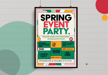 Summer Party Poster Template With Abstract