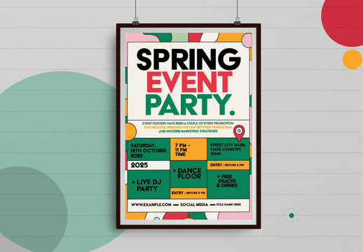 Summer Party Poster Template With Abstract