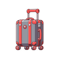 A colorful, modern suitcase with wheels and a retractable handle, ideal for travel
