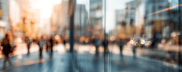 Blurred cityscape view through glass