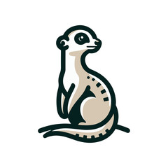 A stylized meerkat sitting gracefully on a rock, observing its surroundings in a serene environment