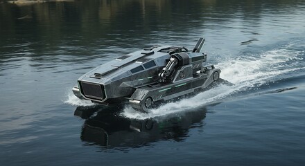 Amphibious vehicle on water