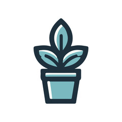 A vibrant green potted plant with lush leaves, set against a minimalist white background