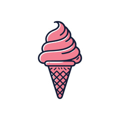 A vibrant pink ice cream cone with a swirl of creamy texture on a crisp waffle cone