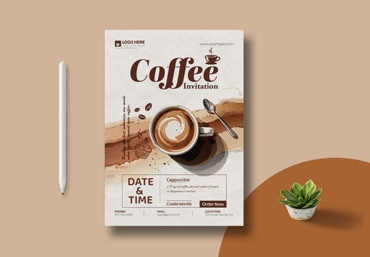 Coffee Invitation Flyer Template