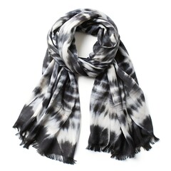 Black and white tiedye scarf isolated on white background