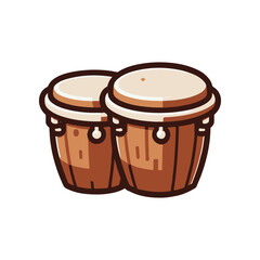 A vibrant illustration of two conga drums, showcasing their wooden texture and round tops, perfect for music-themed designs