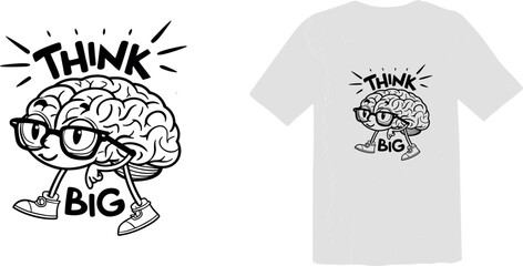 Think Big Brain with Glasses T-shirt Graphic
