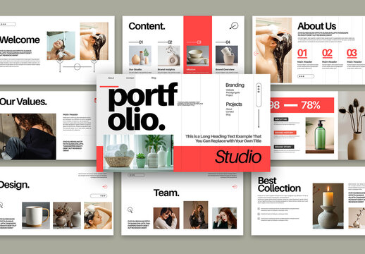 Minimal Portfolio Layout with Red Accent