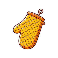 Bright yellow kitchen oven mitt with a quilted pattern, ideal for cooking and baking scenes