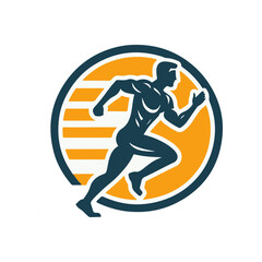 Dynamic silhouette of a runner in motion against a vibrant circular background, symbolizing speed and fitness