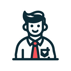 Friendly businessman in a professional setting, smiling confidently while wearing a red tie