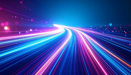 Glowing trails of light curves on a dark background