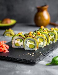 Fresh green sushi rolls