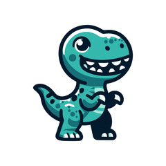 Colorful cartoon dinosaur character standing playfully against a white background, ideal for children's content
