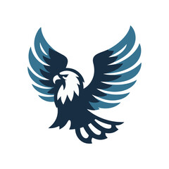 Obraz premium Majestic eagle soaring gracefully with vibrant blue wings against a clear sky backdrop