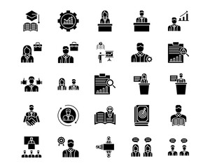 Business Training Line Vector Icons