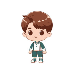 Cute cartoon boy in stylish outfit standing on a plain background, ideal for children's content