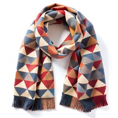 Colorful geometric pattern scarf isolated on white background