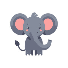 Cute cartoon elephant character with a smiling face, set against a plain white background