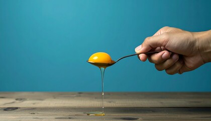 Egg yolk on spoon drips