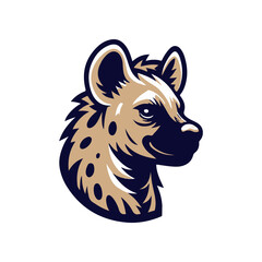 Stylized hyena head illustration showcasing detailed fur and facial features, suitable for branding