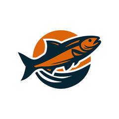 Stylized illustration of a fish swimming beneath a sunlit background, suitable for branding