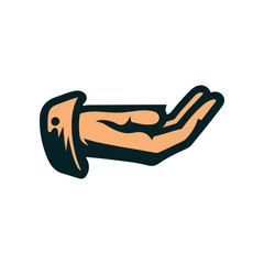 Stylized illustration of a hand reaching out, symbolizing support and assistance, with a simple background