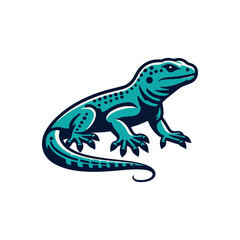 Stylized illustration of a vibrant lizard with intricate patterns on a white background