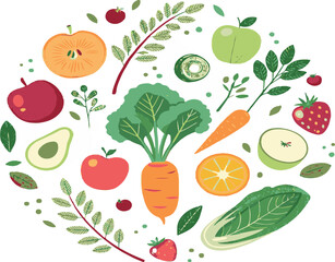 Seamless vegetable and fruit pattern illustration