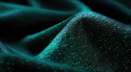 Close-up teal fabric, rippled texture, subtle pattern