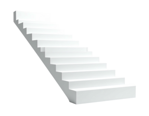 White, angled stairway, simple 3D model